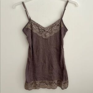 Lace Trim tank top crinkle shirt size M